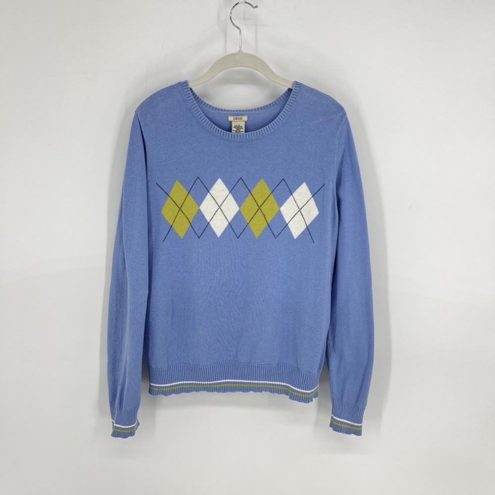 IZOD Blue Argyle Crew Neck Sweater